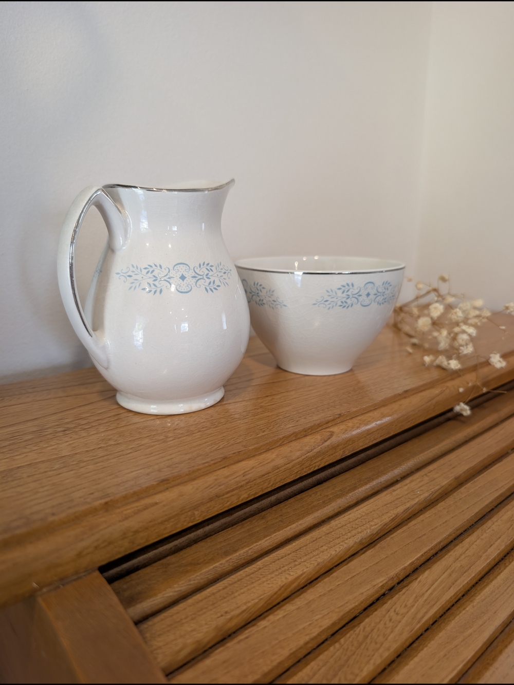 Vintage 1960s Alfred Clough W.H. Grindley "Fleurette" Ironstone Creamer & Sugar